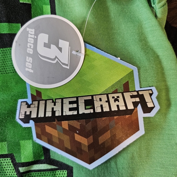 Minecraft Boys Clothes 3pc Tee, Tank, and Shorts Set, Green & Black, Size 4 - Picture 12 of 12